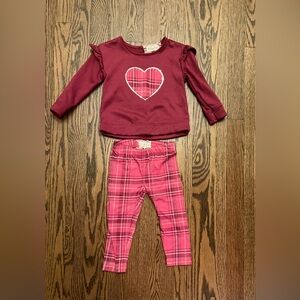 btween Pink Plaid Leggings with Lace Detail